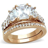 TK1690 - IP Rose Gold(Ion Plating) Stainless Steel Ring with AAA Grade CZ in Clear - Alamode - Flyclothing LLC