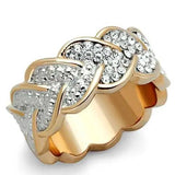 TK1691 - Two-Tone IP Rose Gold Stainless Steel Ring with Top Grade Crystal  in Clear - Alamode