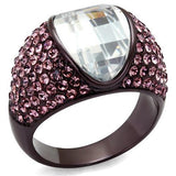 TK1692DC - IP Dark Brown (IP coffee) Stainless Steel Ring with AAA Grade CZ  in Clear - Alamode