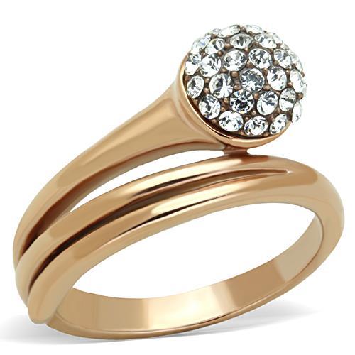 TK1693 - IP Rose Gold(Ion Plating) Stainless Steel Ring with Top Grade Crystal  in Clear - Alamode