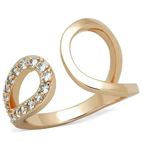 TK1694 - IP Rose Gold(Ion Plating) Stainless Steel Ring with AAA Grade CZ  in Clear - Alamode
