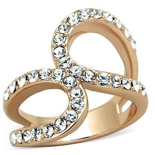 TK1695 - IP Rose Gold(Ion Plating) Stainless Steel Ring with Top Grade Crystal in Clear - Alamode - Flyclothing LLC