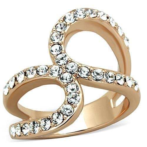 TK1695 - IP Rose Gold(Ion Plating) Stainless Steel Ring with Top Grade Crystal in Clear - Alamode - Flyclothing LLC