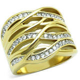 TK1699 - Two-Tone IP Gold (Ion Plating) Stainless Steel Ring with AAA Grade CZ in Clear - Alamode - Flyclothing LLC