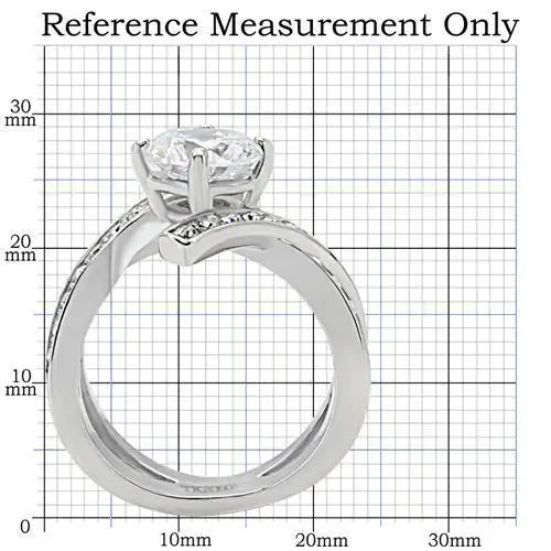 TK169 - High polished (no plating) Stainless Steel Ring with AAA Grade CZ in Clear - Alamode - Flyclothing LLC