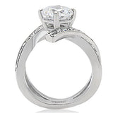 TK169 - High polished (no plating) Stainless Steel Ring with AAA Grade CZ  in Clear - Alamode