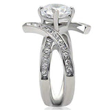 TK169 - High polished (no plating) Stainless Steel Ring with AAA Grade CZ in Clear - Alamode - Flyclothing LLC
