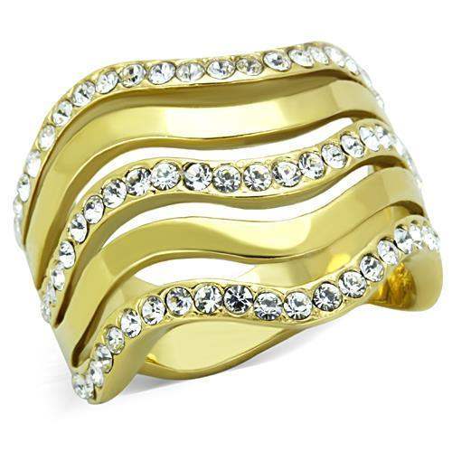 TK1700 - IP Gold(Ion Plating) Stainless Steel Ring with Top Grade Crystal in Clear - Alamode - Flyclothing LLC