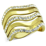 TK1700 - IP Gold(Ion Plating) Stainless Steel Ring with Top Grade Crystal  in Clear