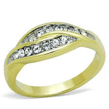 TK1704 - Two-Tone IP Gold (Ion Plating) Stainless Steel Ring with Top Grade Crystal  in Clear - Alamode
