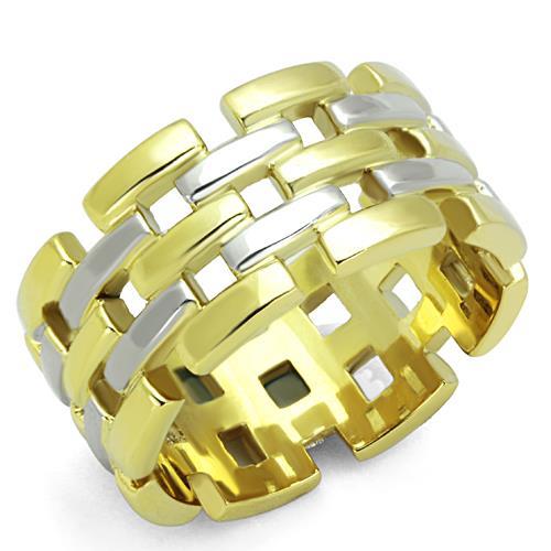 TK1705 - Two-Tone IP Gold (Ion Plating) Stainless Steel Ring with No Stone - Alamode