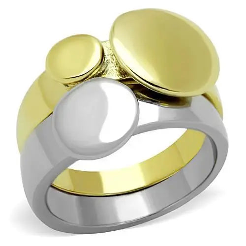 TK1706 - Two-Tone IP Gold (Ion Plating) Stainless Steel Ring with No Stone - Alamode - Flyclothing LLC