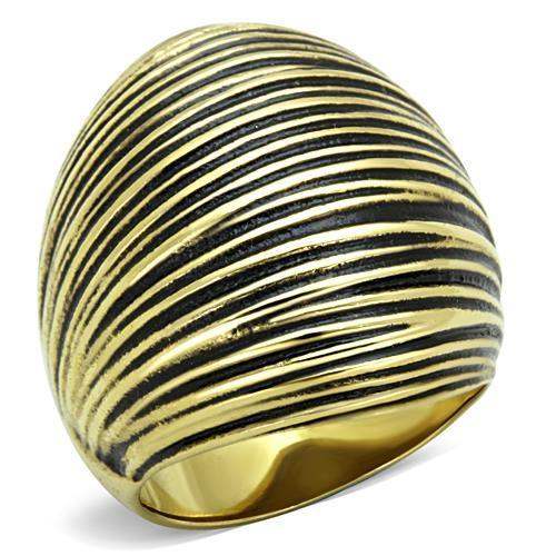 TK1711 - IP Gold(Ion Plating) Stainless Steel Ring with Epoxy in Jet - Alamode - Flyclothing LLC