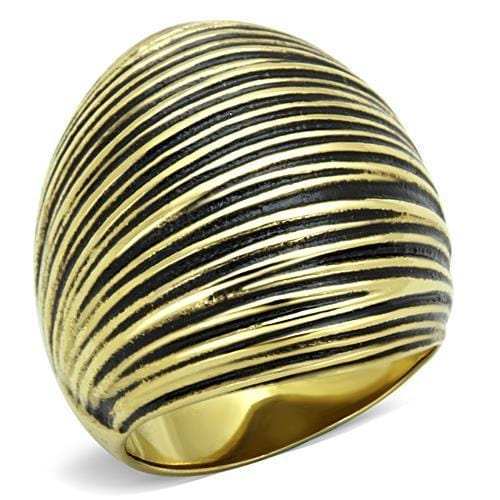 TK1711 - IP Gold(Ion Plating) Stainless Steel Ring with Epoxy in Jet - Alamode - Flyclothing LLC