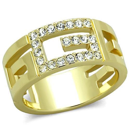 TK1712 - IP Gold(Ion Plating) Stainless Steel Ring with Top Grade Crystal  in Clear - Alamode