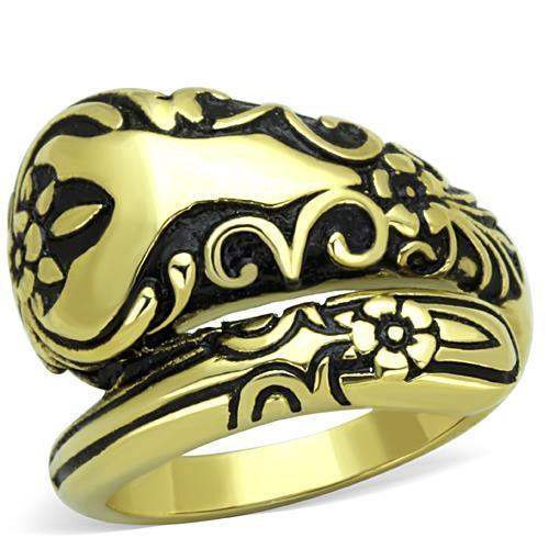 TK1713 - IP Gold(Ion Plating) Stainless Steel Ring with Epoxy in Jet - Alamode - Flyclothing LLC