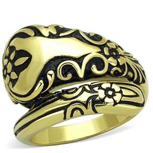 TK1713 - IP Gold(Ion Plating) Stainless Steel Ring with Epoxy in Jet - Alamode - Flyclothing LLC