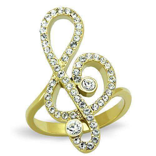 TK1714 - IP Gold(Ion Plating) Stainless Steel Ring with Top Grade Crystal in Clear - Alamode - Flyclothing LLC
