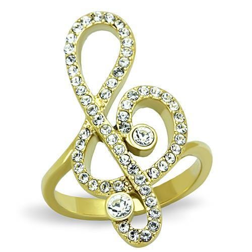 TK1714 - IP Gold(Ion Plating) Stainless Steel Ring with Top Grade Crystal  in Clear - Alamode