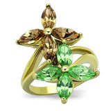 TK1715 - IP Gold(Ion Plating) Stainless Steel Ring with Top Grade Crystal  in Multi Color - Alamode