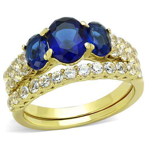 TK1720 - IP Gold(Ion Plating) Stainless Steel Ring with Synthetic Synthetic Glass in Montana - Alamode - Flyclothing LLC