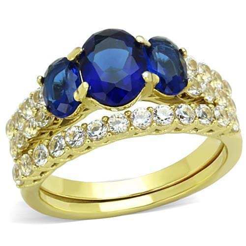TK1720 - IP Gold(Ion Plating) Stainless Steel Ring with Synthetic Synthetic Glass in Montana - Alamode - Flyclothing LLC