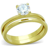 TK1721 - IP Gold(Ion Plating) Stainless Steel Ring with AAA Grade CZ  in Clear - Alamode