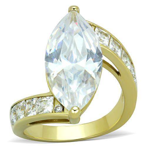 TK1723 - IP Gold(Ion Plating) Stainless Steel Ring with AAA Grade CZ in Clear - Alamode - Flyclothing LLC