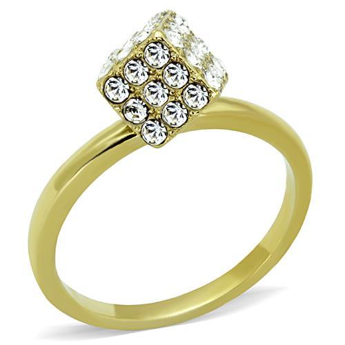 TK1725 - IP Gold(Ion Plating) Stainless Steel Ring with Top Grade Crystal  in Clear - Alamode