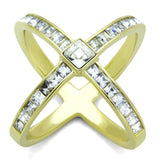 TK1726 - IP Gold(Ion Plating) Stainless Steel Ring with Top Grade Crystal  in Clear - Alamode