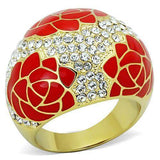 TK1728 - IP Gold(Ion Plating) Stainless Steel Ring with Top Grade Crystal in Clear - Alamode - Flyclothing LLC