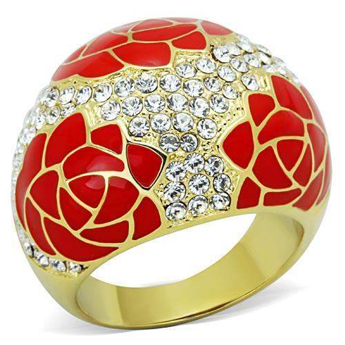 TK1728 - IP Gold(Ion Plating) Stainless Steel Ring with Top Grade Crystal in Clear - Alamode - Flyclothing LLC
