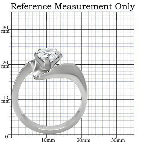 TK172 - High polished (no plating) Stainless Steel Ring with AAA Grade CZ in Clear - Alamode - Flyclothing LLC