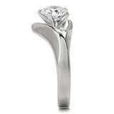 TK172 - High polished (no plating) Stainless Steel Ring with AAA Grade CZ in Clear - Alamode - Flyclothing LLC