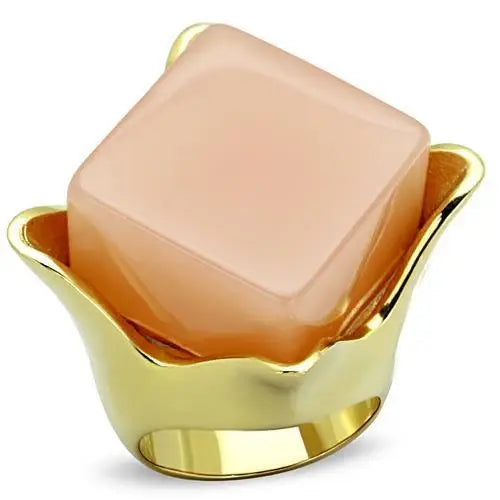 TK1730 - IP Gold(Ion Plating) Stainless Steel Ring with Synthetic Synthetic Stone in Light Rose - Alamode - Flyclothing LLC