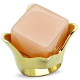 TK1730 - IP Gold(Ion Plating) Stainless Steel Ring with Synthetic Synthetic Stone in Light Rose - Alamode