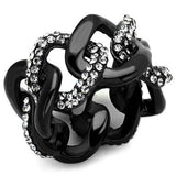 TK1731 - IP Black(Ion Plating) Stainless Steel Ring with Top Grade Crystal in Black Diamond - Alamode - Flyclothing LLC