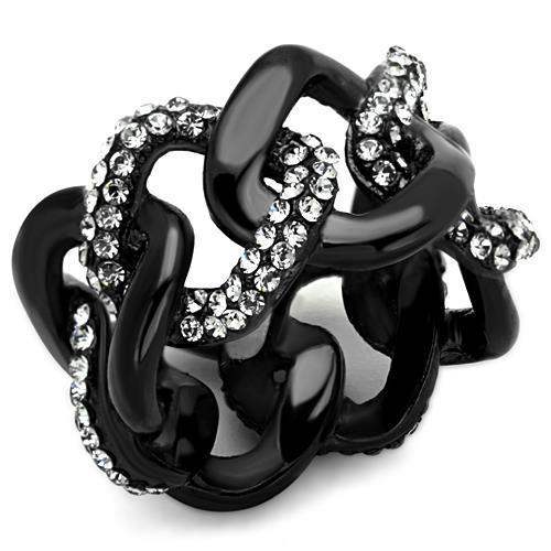 TK1731 - IP Black(Ion Plating) Stainless Steel Ring with Top Grade Crystal in Black Diamond - Alamode - Flyclothing LLC
