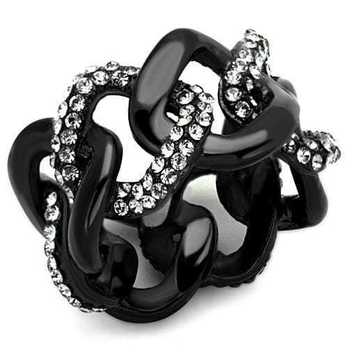 TK1731 - IP Black(Ion Plating) Stainless Steel Ring with Top Grade Crystal in Black Diamond - Alamode - Flyclothing LLC