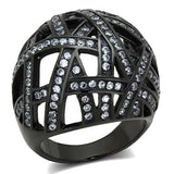 TK1734 - IP Black(Ion Plating) Stainless Steel Ring with AAA Grade CZ  in Clear - Alamode