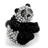 TK1735 - Two-Tone IP Black Stainless Steel Ring with Top Grade Crystal  in Black Diamond - Alamode