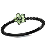 TK1739 - IP Black(Ion Plating) Stainless Steel Ring with Top Grade Crystal  in Peridot - Alamode