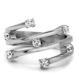 TK173 - High polished (no plating) Stainless Steel Ring with Top Grade Crystal in Clear - Alamode - Flyclothing LLC