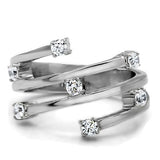 TK173 - High polished (no plating) Stainless Steel Ring with Top Grade Crystal  in Clear - Alamode