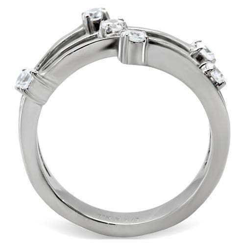 TK173 - High polished (no plating) Stainless Steel Ring with Top Grade Crystal in Clear - Alamode - Flyclothing LLC