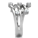 TK173 - High polished (no plating) Stainless Steel Ring with Top Grade Crystal in Clear - Alamode - Flyclothing LLC