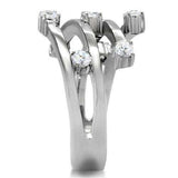 TK173 - High polished (no plating) Stainless Steel Ring with Top Grade Crystal in Clear - Alamode - Flyclothing LLC