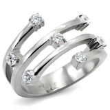 TK173 - High polished (no plating) Stainless Steel Ring with Top Grade Crystal in Clear - Alamode - Flyclothing LLC