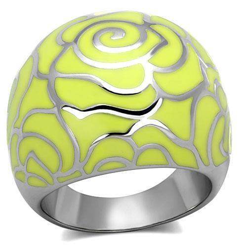 TK1740 - High polished (no plating) Stainless Steel Ring with Epoxy in Citrine Yellow - Alamode - Flyclothing LLC