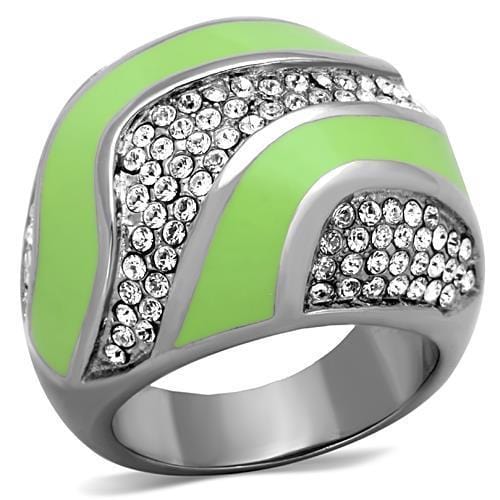 TK1741 - High polished (no plating) Stainless Steel Ring with Top Grade Crystal  in Clear - Alamode